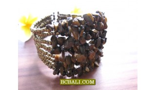 Cuff Bracelets Beads Sequins with Stone